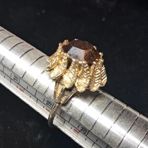 VTG Faux Topaz Gold-Tone Sunflower Ring